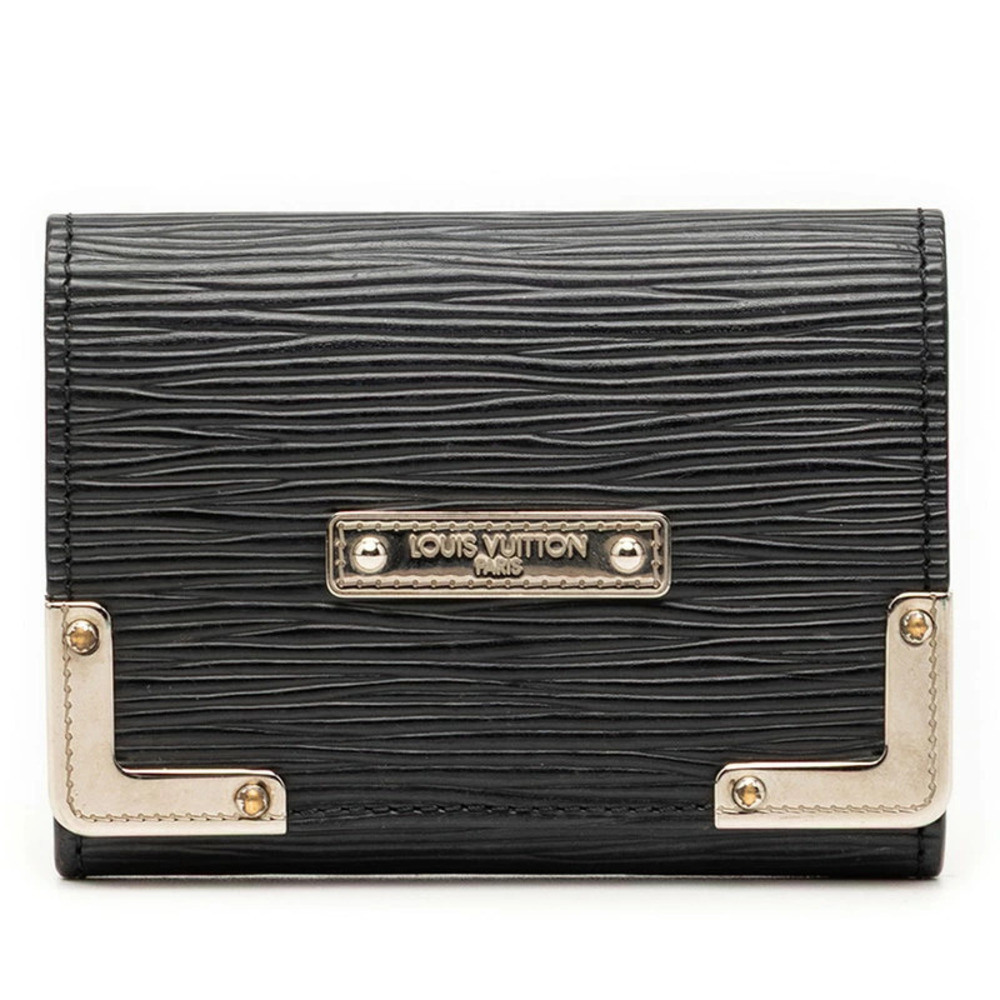 Louis Vuitton Epi Envelope Carte de Visite Plate Card Case Wallet Black Leather